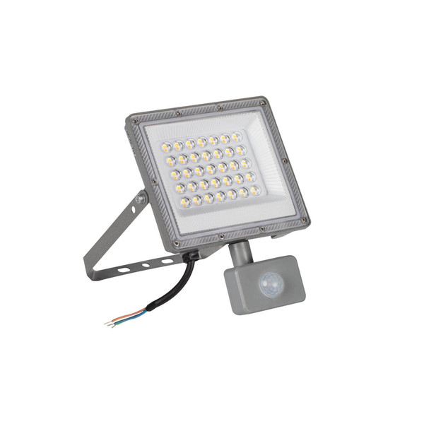 Kanlux LED Fluter Acete 30W CCT warm-/neutral-/tageslichtweiss 3000K/4000K/6500K Bewegungsmelder IP44 Grau Aluminium 38497