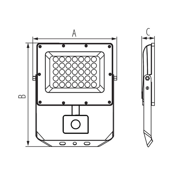 Kanlux LED Fluter Acete 30W CCT warm-/neutral-/tageslichtweiss 3000K/4000K/6500K Bewegungsmelder IP44 Grau Aluminium 38497