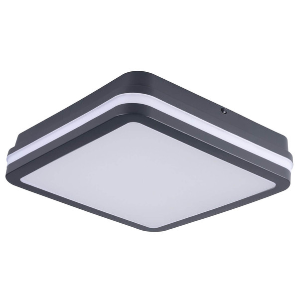 Kanlux LED Deckenleuchte Beno eckig 30W einstellbar CCT warm-/neutralweiss 3000K/3500K/4000K Bewegungsmelder IP65 Graphit 26x26cm 38780