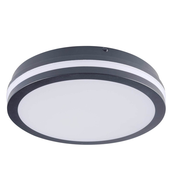Kanlux LED Deckenleuchte Beno rund 30W einstellbar CCT warm-/neutralweiss 3000K/3500K/4000K IP65 Graphit Ø26cm 38783