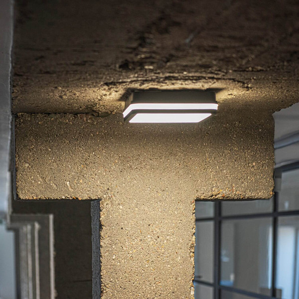Kanlux LED Deckenleuchte Beno eckig 18W einstellbar CCT warm-/neutralweiss 3000K/3500K/4000K IP65 Graphit 22x22cm 38787