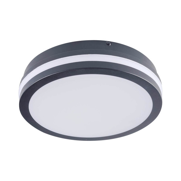 Kanlux LED Deckenleuchte Beno rund 18W einstellbar CCT warm-/neutralweiss 3000K/3500K/4000K IP65 Graphit Ø22cm 38789