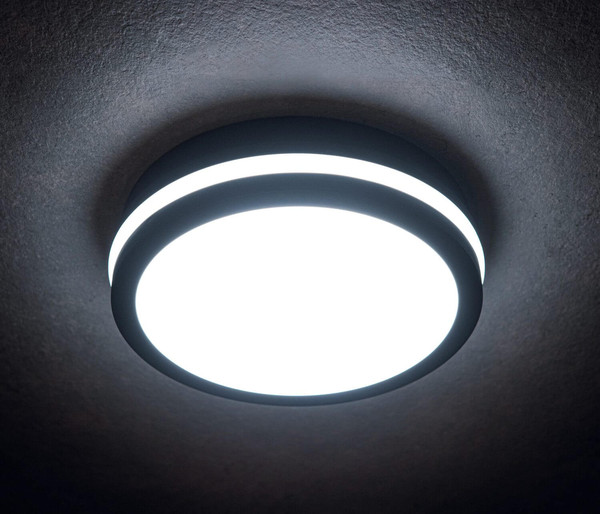 Kanlux LED Deckenleuchte Beno rund 18W einstellbar CCT warm-/neutralweiss 3000K/3500K/4000K IP65 Graphit Ø22cm 38789