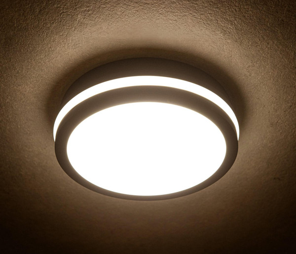 Kanlux LED Deckenleuchte Beno rund 18W einstellbar CCT warm-/neutralweiss 3000K/3500K/4000K Bewegungsmelder IP65 Graphit Ø22cm 38790