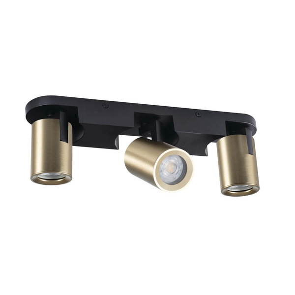 Kanlux Deckenstrahler Laurin 3-flammig 3xGU10 Schwarz Gold Aluminium 33,5cm 38962