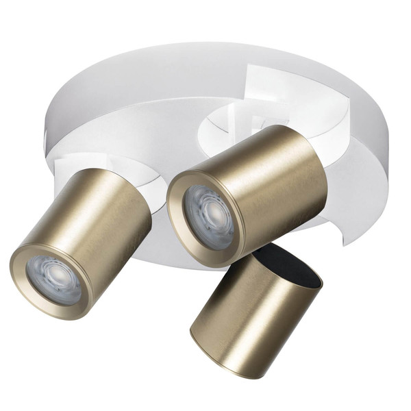 Kanlux Deckenstrahler Laurin 3-flammig 3xGU10 Weiß Gold Aluminium Ø22cm 38967