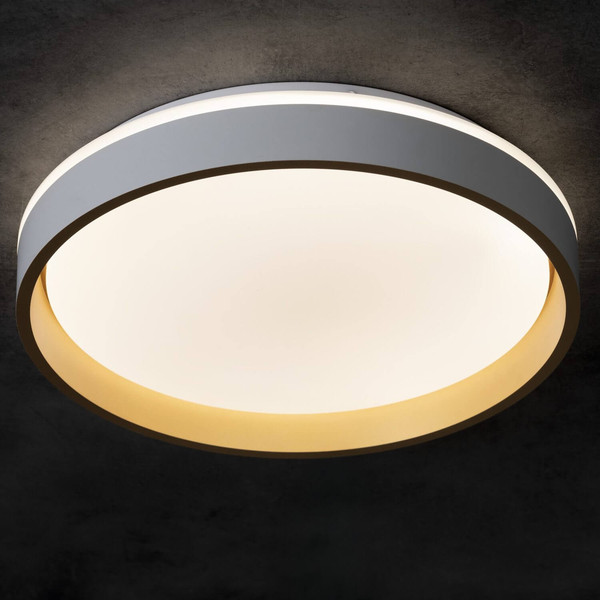 Kanlux LED Deckenleuchte Soln 25W CCT warm-/tageslichtweiss 2700-6500K 90Ra dimmbar Fernbedienung Weiß Gold Metall Ø38cm 39110