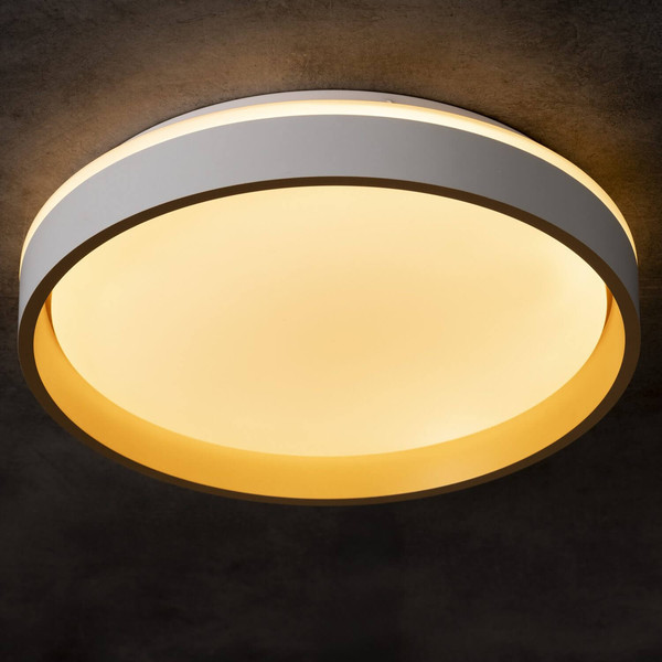 Kanlux LED Deckenleuchte Soln 25W CCT warm-/tageslichtweiss 2700-6500K 90Ra dimmbar Fernbedienung Weiß Gold Metall Ø38cm 39110
