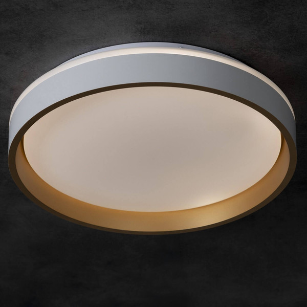 Kanlux LED Deckenleuchte Soln 25W CCT warm-/tageslichtweiss 2700-6500K 90Ra dimmbar Fernbedienung Weiß Gold Metall Ø38cm 39110