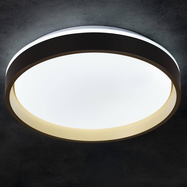 Kanlux LED Deckenleuchte Soln 25W CCT warm-/tageslichtweiss 2700-6500K 90Ra dimmbar Fernbedienung Schwarz Gold Metall Ø38cm 39111
