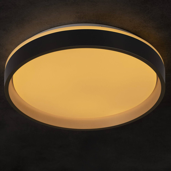 Kanlux LED Deckenleuchte Soln 25W CCT warm-/tageslichtweiss 2700-6500K 90Ra dimmbar Fernbedienung Schwarz Gold Metall Ø38cm 39111