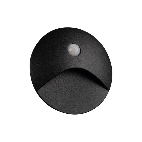 Kanlux LED Wandeinbauleuchte Exin 2,5W warmweiss 3000K Bewegungsmelder IP65 Schwarz Aluminium Ø8cm 39124