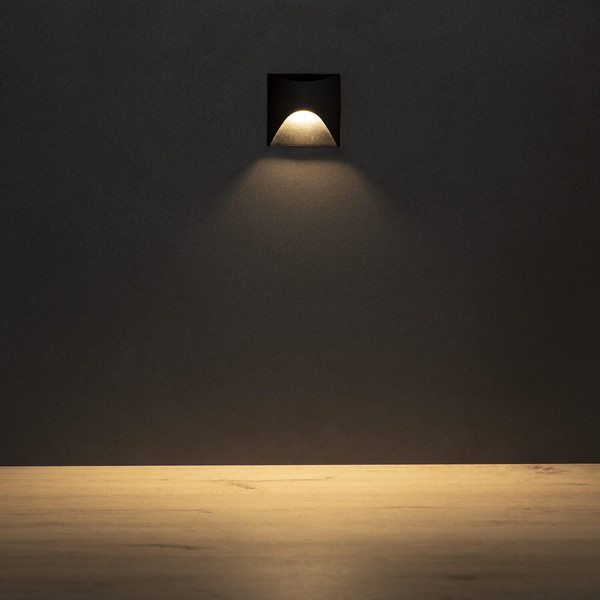 Kanlux LED Wandeinbauleuchte Exin 2,5W warmweiss 3000K IP65 Schwarz Aluminium 39127