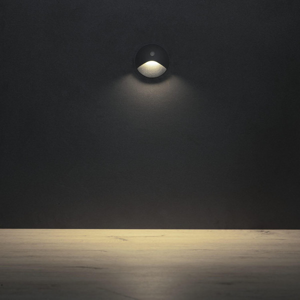 Kanlux LED Wandeinbauleuchte Exin 2,5W neutralweiss 4000K Bewegungsmelder IP65 Grau Aluminium Ø8cm 39137