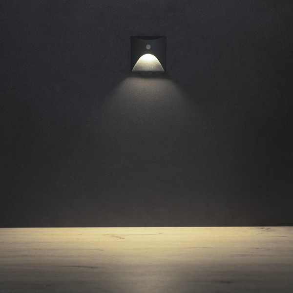 Kanlux LED Wandeinbauleuchte Exin 2,5W neutralweiss 4000K Bewegungsmelder IP65 Grau Aluminium 39143