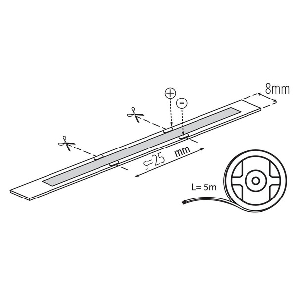 Kanlux LED Streifen 5m LCOB 3W/m 12V neutralweiss 4000K dimmbar IP65 8,2mm 39163