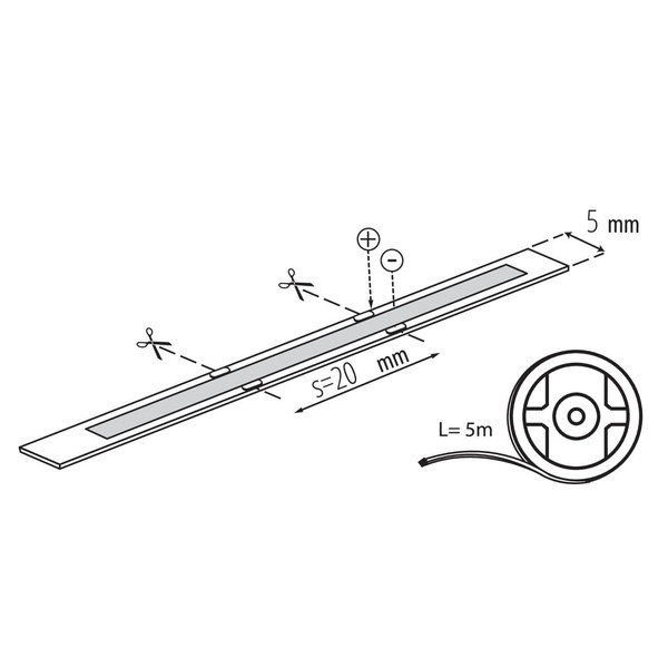 Kanlux LED Streifen 5m LCOB 8W/m 24V neutralweiss 4000K 90Ra dimmbar 5mm 39794