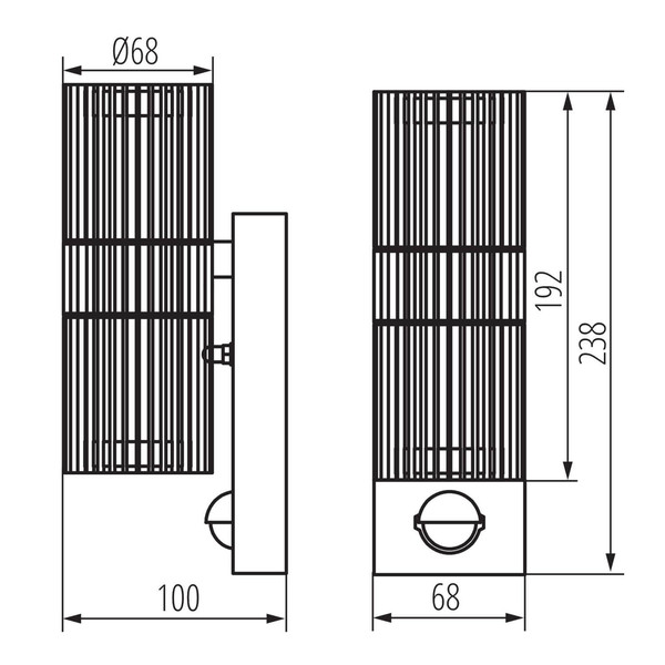 Kanlux Außenwandleuchte Radilo 2-flammig 2xGU10 Bewegungsmelder IP44 Schwarz Aluminium 46203