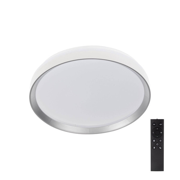 Kanlux LED Deckenleuchte Lixan 47W CCT warm-/tageslichtweiss 3000-6500K dimmbar Fernbedienung Weiß Silber Ø38,5cm 46280