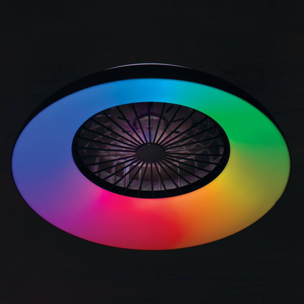 Kanlux LED Deckenleuchte mit Ventilator Plave 48W RGB + CCT 3000-6500K Fernbedienung Schwarz Ø60cm 46371