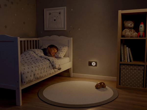 Kanlux LED Nachtlicht Ribi 0,3W warmweiss 2700K Bewegungsmelder Schwarz Ø6cm 46381