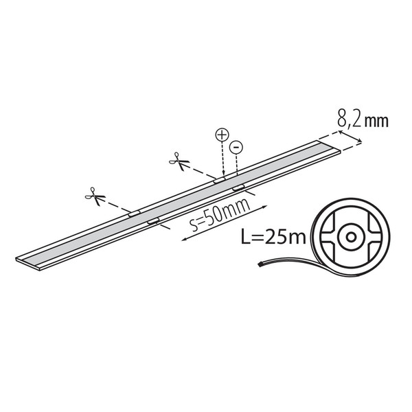 Kanlux LED Streifen 25m LCOB 10W/m 48V neutralweiss 4000K 90Ra dimmbar IP65 8mm 46459