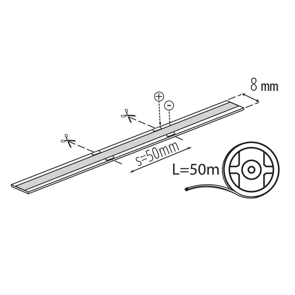 Kanlux LED Streifen 50m LCOB 10W/m 48V tageslichtweiss 6500K 90Ra dimmbar 8mm 46463
