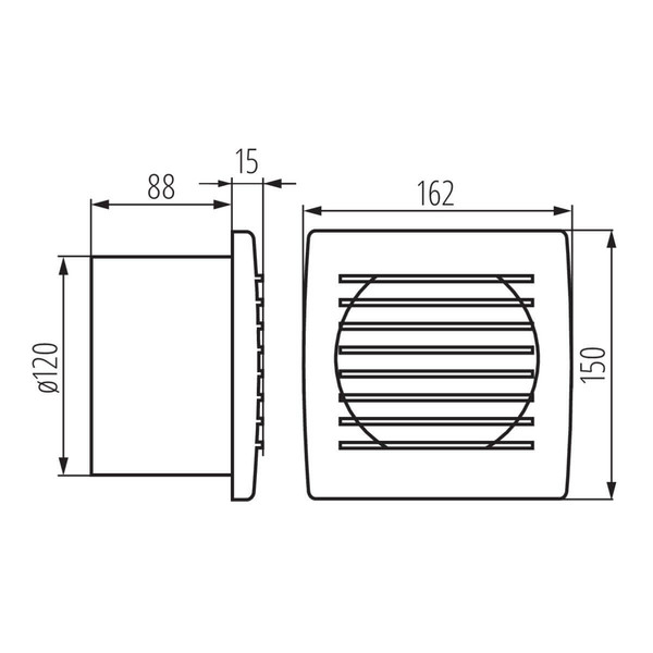 Kanlux Rohrlüfter Cyklon Ø120mm mit Stecker und Zugschalter IPX4 Weiß 70915