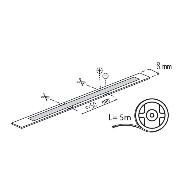Kanlux LED Streifen 5m LCOB 8W/m 24V tageslichtweiss 6500K 90Ra dimmbar 8mm 90670