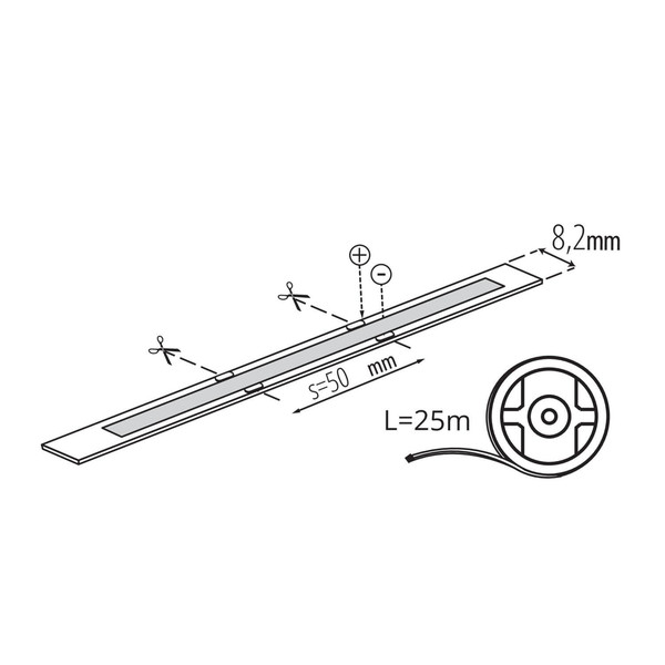 Kanlux LED Streifen 25m LCOB 8W/m 24V tageslichtweiss 6500K 90Ra dimmbar IP65 8,2mm 90674