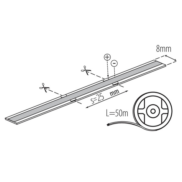 Kanlux LED Streifen 50m LCOB 3W/m 24V warmweiss 2700K dimmbar 8mm 90682