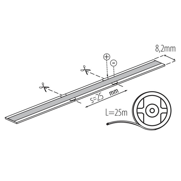 Kanlux LED Streifen 25m LCOB 3W/m 24V warmweiss 2700K dimmbar IP65 8,2mm 90684