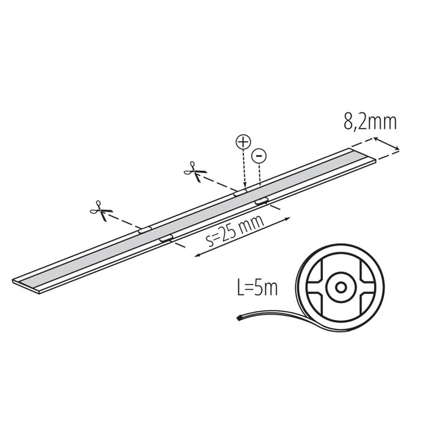 Kanlux LED Streifen 5m LCOB 10W/m 12V warmweiss 2700K 90Ra dimmbar IP65 8,2mm 90688