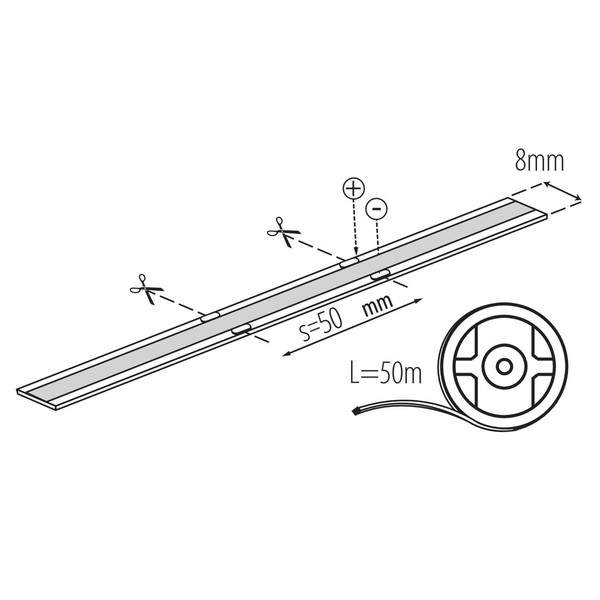 Kanlux LED Streifen 50m LCOB 10W/m 24V warmweiss 2700K 90Ra dimmbar 8mm 90692
