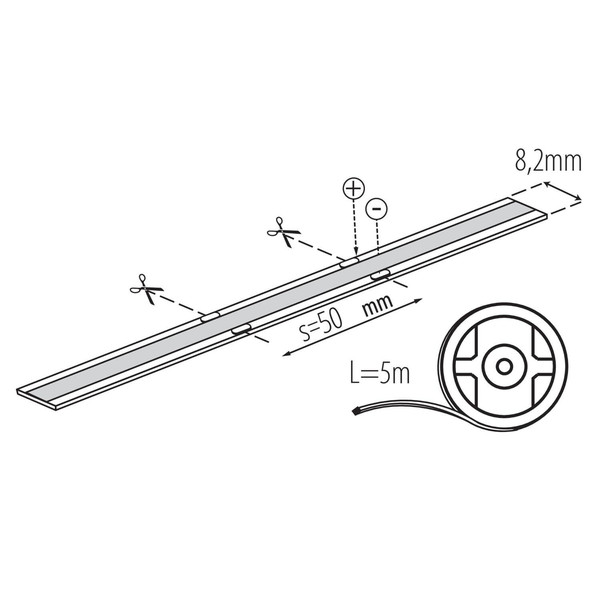 Kanlux LED Streifen 5m LCOB 10W/m 24V warmweiss 2700K 90Ra dimmbar IP65 8,2mm 90693