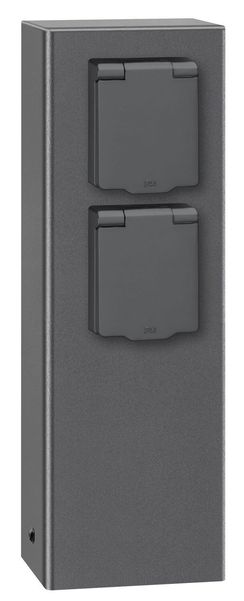 LCD Steckdosensäule 017 2-fach Steckdosenturm Graphit 26x10x5cm 017 Made in Germany