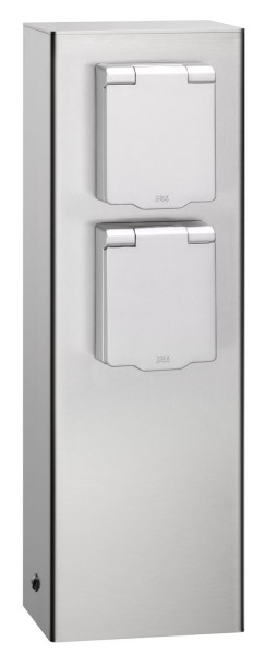 LCD Steckdosensäule 2-fach Steckdosenturm Edelstahl 26x10x5cm 019 Made in Germany