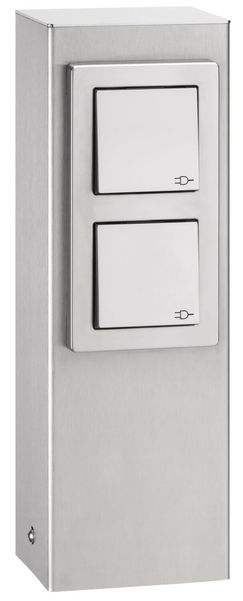 LCD Steckdosensäule 2-fach Steckdosen Edelstahl 30x10x8cm 020 Made in Germany