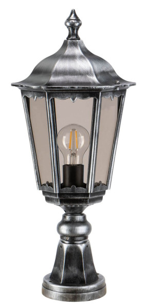 LCD Standleuchte kurz Schwarz-Silber E27 IP43 53x22x22cm 1112 Made in Italy