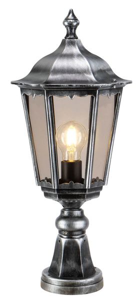 LCD Standleuchte kurz Schwarz-Silber E27 IP43 53x22x22cm 1112 Made in Italy