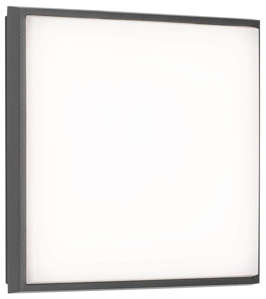 LCD Deckenleuchte, Wandleuchte Graphit LED 10W Warmweiss IP54 17,5x17,5x4,5cm 5060