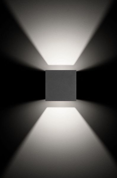 LCD Wandleuchte LED Graphit 2x6W Warmweiss IP54 12x12x12cm 5080