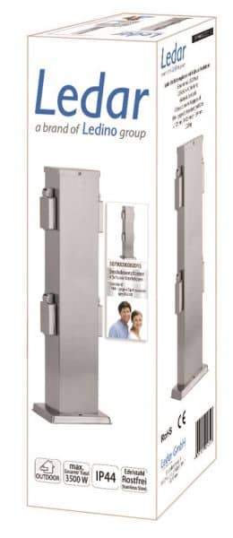 Ledar Aussensteckdose 4-fach Edelstahl IP44 Outdoor-Stromsäule