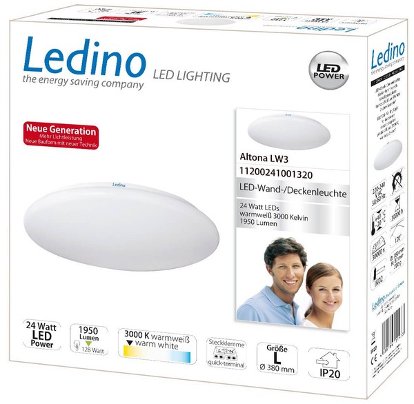 Ledino LED-Leuchte Altona LW3 Wand/Decke, 24W, 3000K 39cm warmweiss