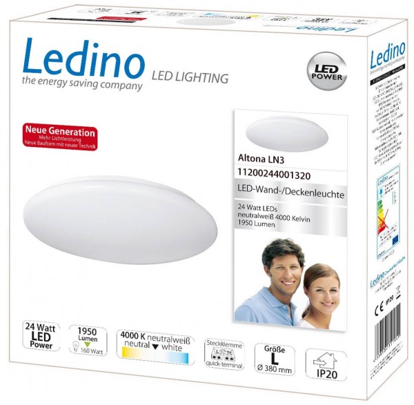 Ledino LED-Leuchte Altona LN3 Wand/Decke,24W, 4000K 39cm neutralweiss