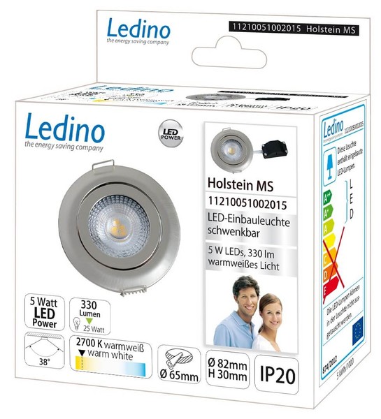 Ledino 5W LED-Einbaustrahler Einbauleuchte Holstein MS, 2700K warmweiss