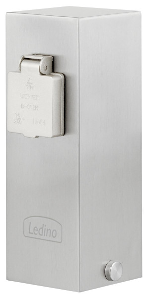 Ledino Steckdosensäule 2er Connect V2, Edelstahl, Außen kompakt und witterungsfest