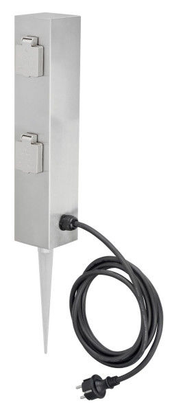 Ledino Steckdosensäule 4er mit Erdspieß Connect S4, Edelstahl Außen