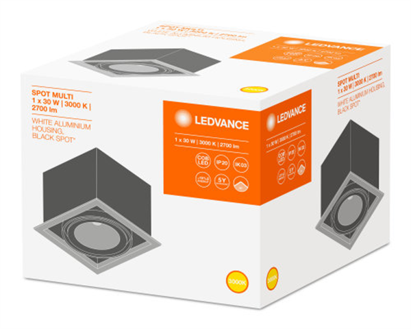 Ledvance Spot Multi 1X30w Warmweiss Fl/Bk LED Einbauleuchte 4058075113923