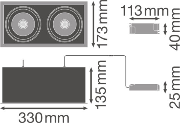 Ledvance Spot Multi 2X30w Warmweiss Fl/Bk LED Einbauleuchte 4058075113961